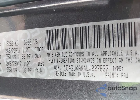 2020 Jeep Wrangler Sport S 4X4 from USA, damaged, VIN 1C4GJXAN4LW227837